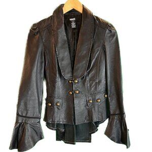 Steampunk Gothic Leather Tailcoat Jacket | Pirate Victorian Cosplay Military Sty